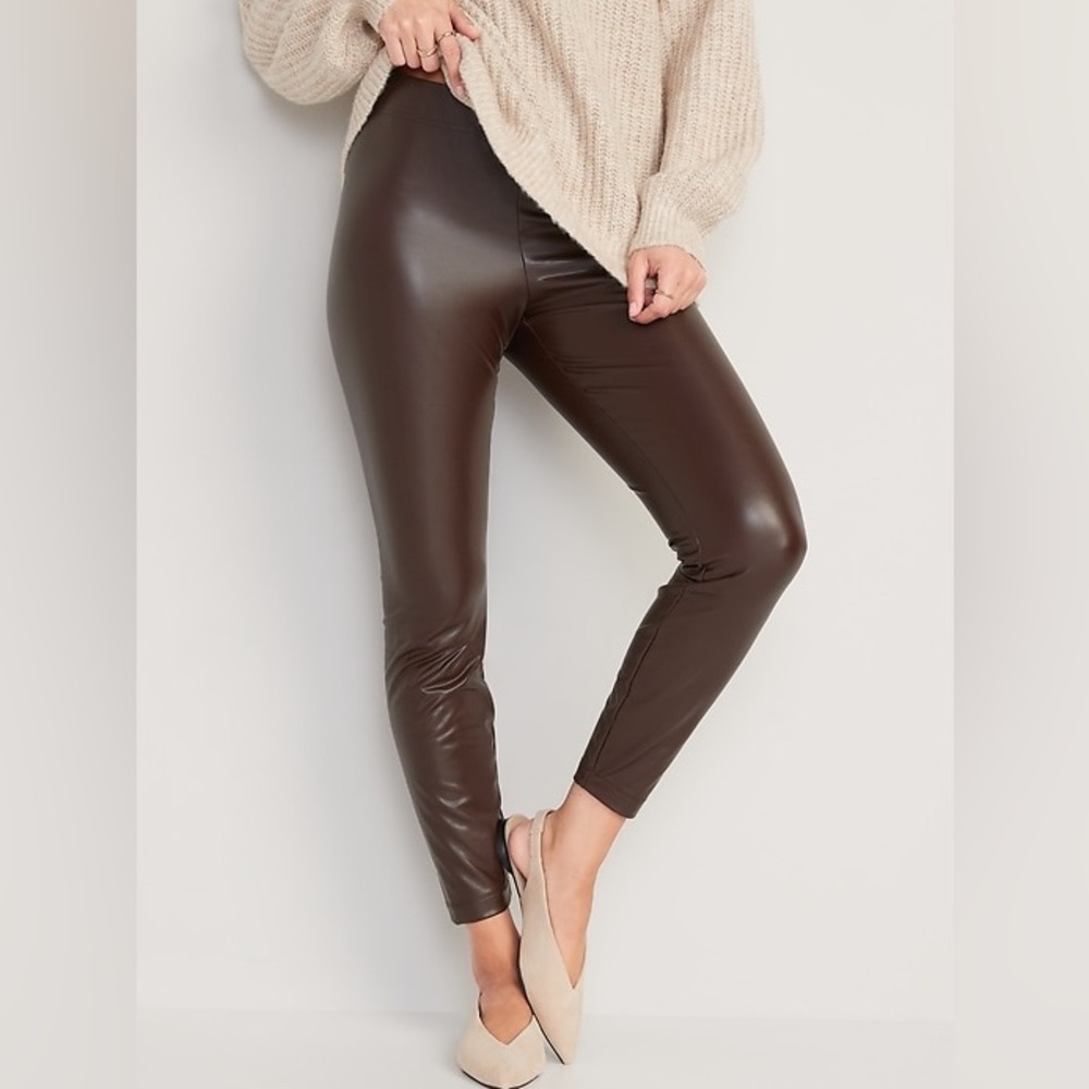 Old Navy High Brown Faux Leather Leggings